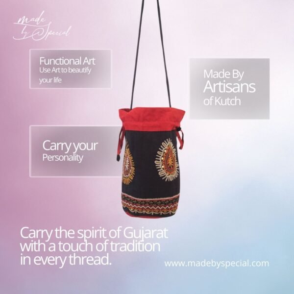 Black Rabari Charm Bag | Carry Culture, Crafted with Care - Image 5