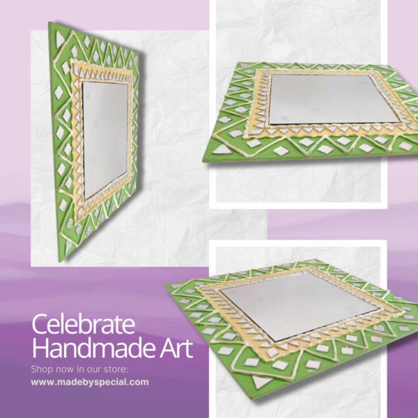 Mystic Meadow | Handcrafted Lippan Art Mirror Frame - Image 6