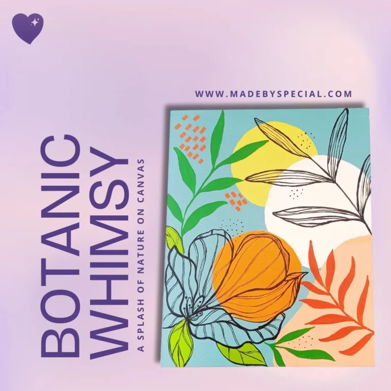 Brighten up your space with Botanic Whimsy, a hand-painted masterpiece blending vibrant colors, bold strokes, and organic motifs. Each brushstroke tells a story of resilience, creativity, and empowerment.